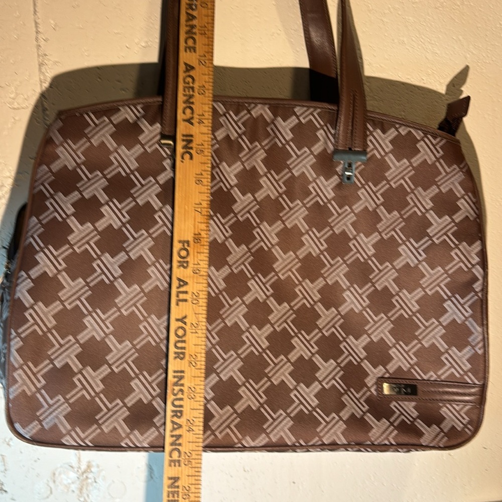 TUMI Maroon Patterned Canvas Laptop Bag - Picture 2 of 14